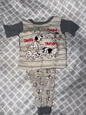 Kids Grey Dalmatian Sleepy Playful Hungry Pajama Set